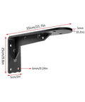 Heavy Duty Iron Triangle Shelf Brackets For Wall Cabinets And Counters Bulletproof Steel Corner Supports Kitchen and Bath Built Like A Tank Set Of Two 551 Lbs Load Rating Corrosion Protected dimensions shown