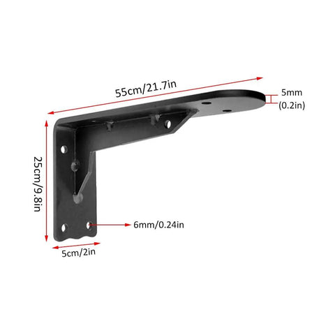 Heavy Duty Iron Triangle Shelf Brackets For Wall Cabinets And Counters Bulletproof Steel Corner Supports Kitchen and Bath Built Like A Tank Set Of Two 551 Lbs Load Rating Corrosion Protected dimensions shown