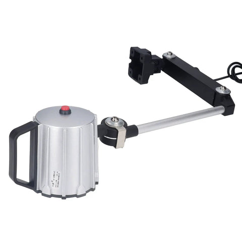 Sungooyue 24V Led Work Light, 12 Watt Machine Lamp With Foldable Telescopic Arm And Aluminum Shell, grey aluminum housing and adjustable arm.