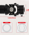 Beefy Three Quarter Inch 36 Spline To Three Quarter Inch DD Steering Shaft U Joint Black Universal Joint Coupling 83mm Length