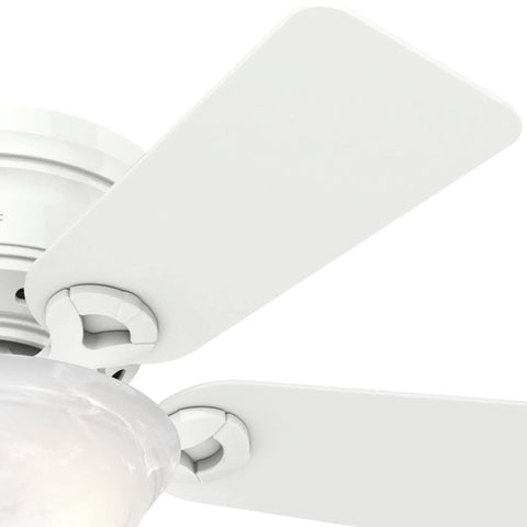 Close-up of Conroy Indoor Low Profile Ceiling Fan With LED Light And Pull Chain Control 42 Inch Snow White Finish