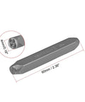 Close-up of Heavy Duty Metal Stamp Set 5/32 Inch And 4mm Digits 0 To 9, showing steel punch with sandblasted finish and dimensions.