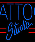 Tattoo Studio LED Neon Sign With Dimmer, 24 Inches Tall By 31 Inches Wide, Black Square Cut Acrylic Backing, Premium Indoor Display