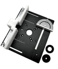 Rock Solid Aluminum Router Table Insert Plate Set Of 3 Dead Accurate woodworking flip board with angle gauge and mounting holes.