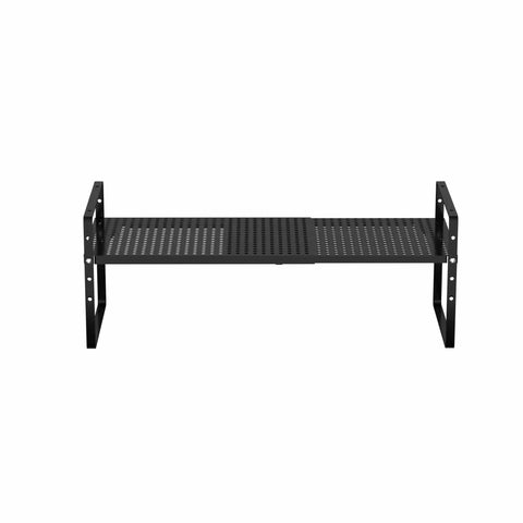 Expandable Cabinet Storage Shelf Organizer Rack Built Tough And A Real Workhorse Heavy Duty Steel Stackable For Kitchen Pantry Garage Spice Rack, Adjustable Height, Fits Counters Desks And Cabinets, Black 1 Pack