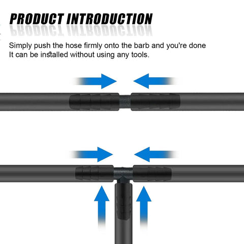 UHANBUT vacuum line connector assortment: black nylon barbed hose fittings for straight and tee connections