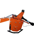 Rotary Tiller Attachment For Cat 1 Tractors, orange, side view, 540 RPM Gearbox, PTO Drive, 53.14 Inch Width, 4.7 Inch Depth, efficient soil prep