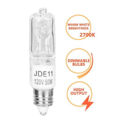 4 Pack E11 120V 50W Halogen Bulbs Mini Candelabra For Home Lighting Fixtures Ceiling Fans Table Lamps Cabinet Lighting Under Counter Lighting Dimmable Long Lasting Up To 2000 Hours