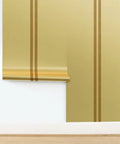 Snazzy Farmhouse Stripe Gold Metallic Wallpaper For Living Rooms Featuring Durable Fibrous Finish With Eco Friendly Paste The Wall Setup on display.