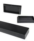2 Pack Stainless Steel Flat Handrail End Caps For HT10 HT14 Universal Black Nylon End Caps Heavy Duty Protection And Sleek Finish For Your Stainless Steel Handrail Model HA12 BNN, displayed with two black rectangular end caps on white background