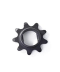 9 Tooth No 35 Chain Sprocket For KR5V Electric Motorcycle ATV Quad Dirt Pit, black alloy sprocket shown front view