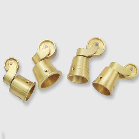 Top Shelf 4 Pack Solid Brass Casters, Hella Durable 360 Degree Swivel Design, showing antique brass wheels for furniture use.