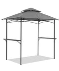 Grill Gazebo 8x5 Outdoor Patio Shelter With Double Tier Canopy, Rustproof Steel Frame And Bar Counters, Weatherproof Fabric