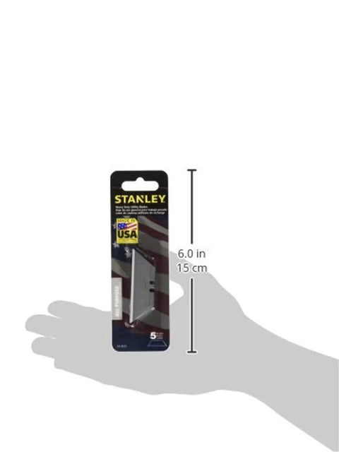 Heavy Duty Utility Knife Blades 11-921, 20 Pack Replacement Blades, packaging in hand with dimensions shown
