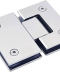 Rock Solid 180 Degree 304 Stainless Steel Glass Door Hinges Two Pack Heavy Duty Double Action Replacement Parts For Shower With Smooth Spring Back Function, detailed view of one hinge.