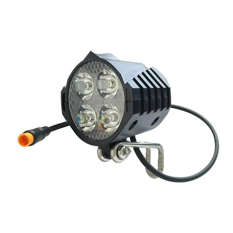 LED Front Headlight With Built In Horn For E Bike 4 LED Night Riding Waterproof 3 Pin Connector 36V 48V E Scooter Compatible Boss Level Visibility Durable Aluminum Housing With Easy Install Mount