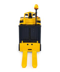Get Your Hands On This Wheelfun RTR Metal 1/14 Electric Remote Control Forklift MO55 showing front view with yellow lifting forks.