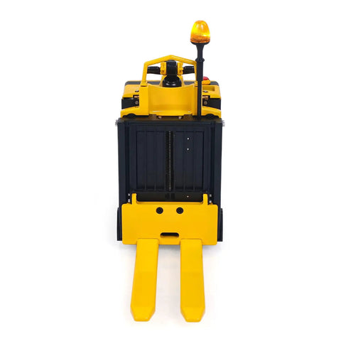 Get Your Hands On This Wheelfun RTR Metal 1/14 Electric Remote Control Forklift MO55 showing front view with yellow lifting forks.