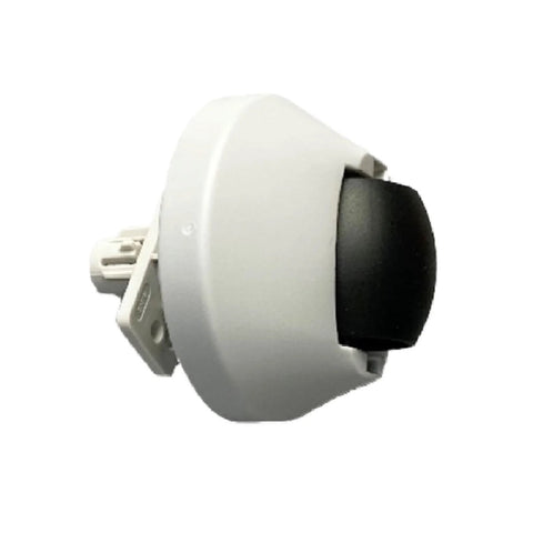 Front omni-directional wheel caster for Roborock vacuums; white housing, black wheel (side view)