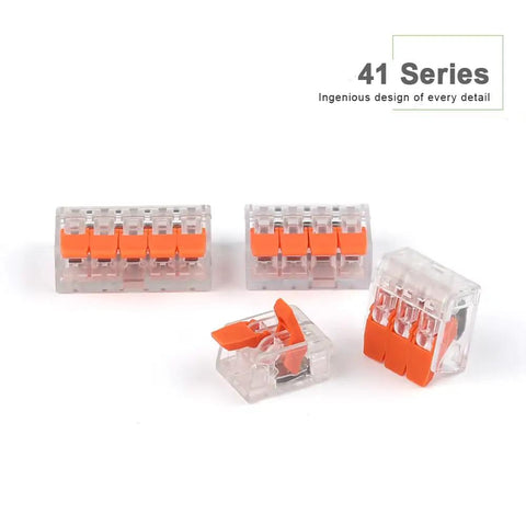 Orange 30-Piece Combination Cable Connector Kit With Fast, Compact Electrical Clamp Terminals for In and Out Wiring