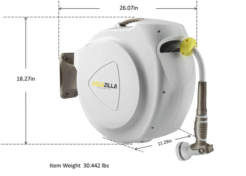 Heavy Duty Wall Mounted Garden Hose Reel With Auto Rewind, 100 Plus 6 Feet Hose, Lock Any Length, 180 Degree Swivel Bracket