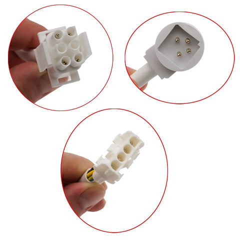 Ice Maker Replacement For GE Refrigerators Compatible With Hotpoint And RCA Models With On Off Switch And 6 Prong Rectangular Or 4 Prong Round Cord Plug And Play Easy Install connectors close-up