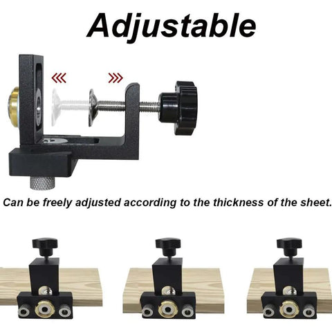 Adjustable feature of Heavy Duty Pocket Hole Jig Kit For Carpentry And Woodworking Joinery With Aluminum Drill Guide for precise alignment.