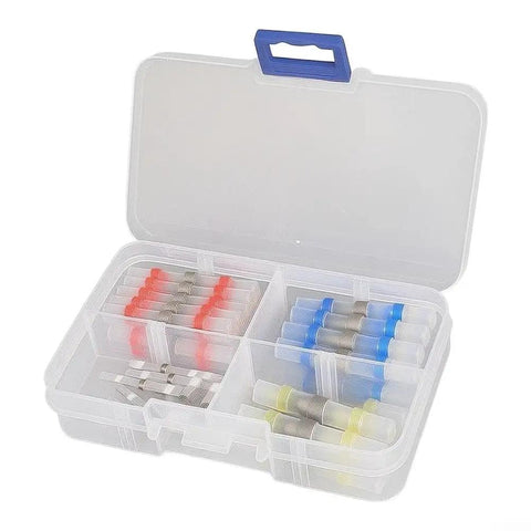 Hot Off The Press 50 Pack Solder Seal Wire Connectors Heat Shrink Tubing With Built In Solder Ring For Fast Wiring Jobs, Waterproof Sealing And Quick Install Without Crimp Tools Or Torches. 50-pack in storage case