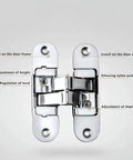 Hidden Cross Hinge For Invisible Doors, Three-Dimensional Adjustable 180 Degree Flat Folding Wooden Door Hinge, Large Left 2