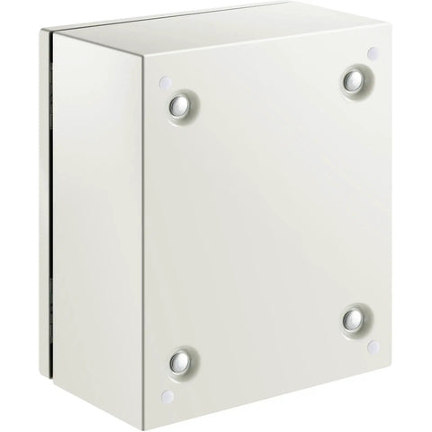 Heavy Duty 12 X 10 X 6 Inch Steel Electrical Enclosure Nema 4x IP66 waterproof junction box front view with mounting holes.