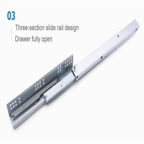 Three Section Full Extension Drawer Slides With Bottom Mount Hidden Damping Detachable Quick Release Latches 600mm Length