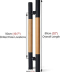Tough As Nails Solid Wood Door Handle Set For Sliding Barn Doors And Glass Doors With Back-To-Back Install 80 Cm 32 Inch.