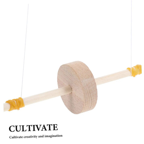 Educational Wooden Gravity Experiment Kit For Kids And Students, Interactive Maxwell Wheel hanging with strings for physics projects.