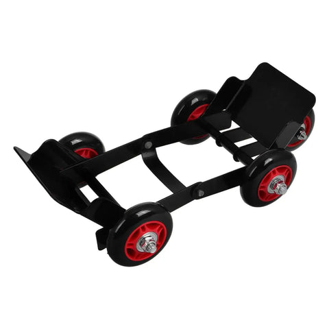 Amosfun Motorcycle Tire Dolly Tool With Five Smooth Wheels Heavy Duty Vehicle Mover for electric bikes, black and red design.
