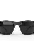 Front view of Wayfarer Style Safety Sunnies with Polarized Smoke Vapor Shield Anti Fog Z87 Glasses Matte Black Frame Shatter Resistant ANSI Compliant