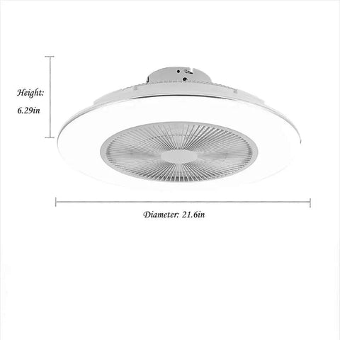 22 Inch White Modern Ceiling Fan With Light Remote LED Three Color Lighting Low Profile Flush Mount Quiet Motor
