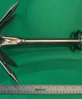 Stainless Steel 316 Hook Anchor Grappling Hook Marine Grade For Boats And Docks 9.5 Inch next to ruler for size reference