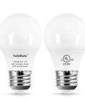 Two LED Refrigerator Light Bulb 60W Equivalent A15, 600 Lumen, 7W, 120V Daylight 5000K E26 Base, damp location, front view