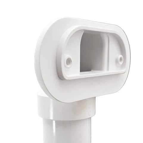 Polished Nickel Tip Toe Bathtub Drain Plug Kit With Linear Overflow Plate And Fittings 5 Pack showing white drain fitting detail.