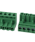 Green 4 Pole PCB Mount Terminal Block Connector Set 5 Pieces Male And Female 4 Pin Phoenix Type 5.08mm Spacing 300V 10A Rating Copper Block UL 94V0 Shell Pro Grade Electronics Wiring Harness