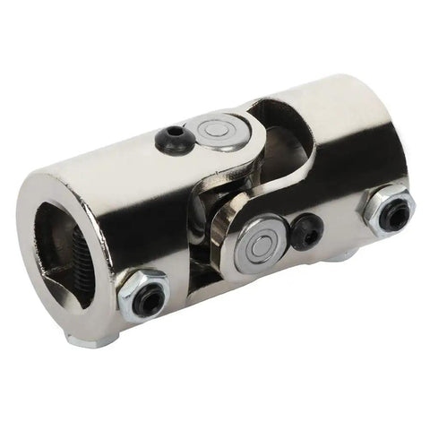 Rock Solid Chrome Steering Shaft U Joint 1 Inch Double D By 1 Inch Double D Single Universal Joint 83Mm Driveline Coupling close-up view.