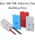 Super Heavy Duty Forty Amp Two Pole Electro Forklift Battery Terminal Connector Fast Quick Connect Plug For Stackers And Electric Vehicles Safe High Current Six Hundred Volts Red Blue Gray Durable Reliable 2 Pack
