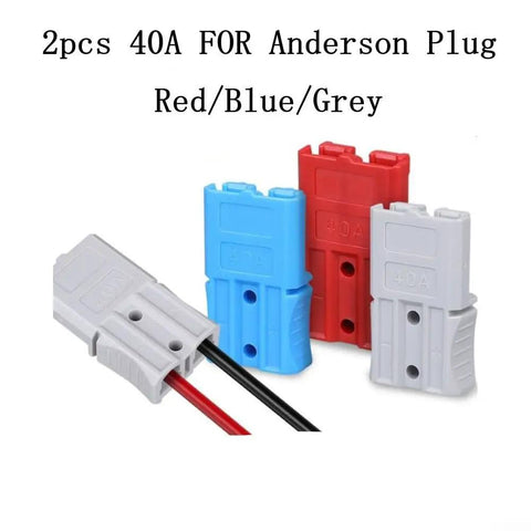 Super Heavy Duty Forty Amp Two Pole Electro Forklift Battery Terminal Connector Fast Quick Connect Plug For Stackers And Electric Vehicles Safe High Current Six Hundred Volts Red Blue Gray Durable Reliable 2 Pack