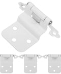 Four Pack White Powder Coated Iron Cabinet Hinges That Self Close No Slam Soft Close For Kitchen Cupboard Doors Replacement Hardware