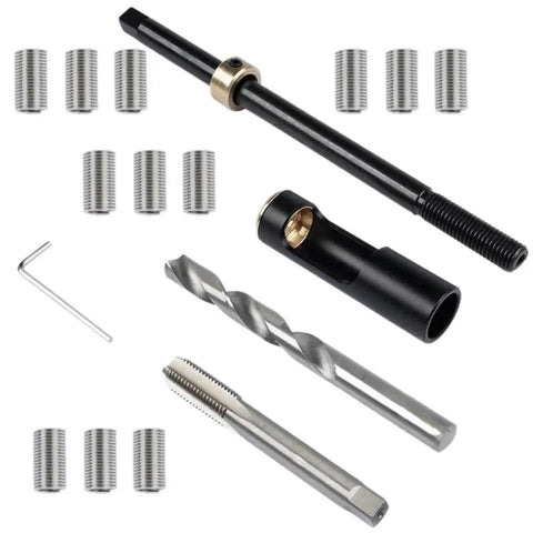 Fix Cranky Engines Fast With This Head Bolt Thread Repair Kit AP01 M11x1.5 Featuring Premium Machined Inserts And All Tooling To Restore Treadbare Cylinder Heads, M11x1.5 steel inserts and drill bits