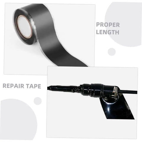 Self Adhesive Silicone Tape Leak Repair For Garden Hose And Pipes Quick Weatherproof Sealing Tape For Cars Home And Workshop Use Ideal For Plumbing Leaks Outdoor Hoses And Ducts shown in roll and applied on wire