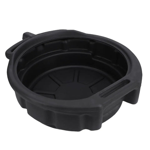 Heavy Duty 10L Oil Drain Pan With Big Capacity Black PP Plastic For Car Lube Job, showing interior view and handle for easy use.