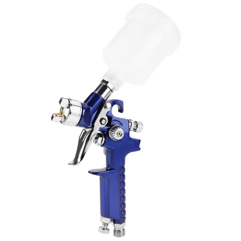 High End Mini Pneumatic Paint Sprayer With Gravity Feed Cup And 0 8MM Nozzle, blue spray gun, ergonomic grip for crafts.