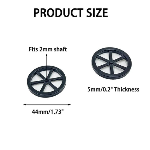8 Pack RC Car Wheels 44mm Plastic Wheels With 2mm Shafts For RC Cars Trucks Robots DIY Builds Black 8 Pieces With 4 Shafts