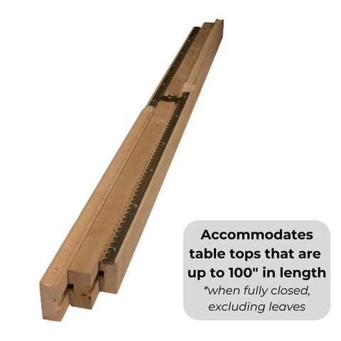 Heavy Duty Wooden Table Extension Slides Pair Built Tough Featuring Smooth Equalizer Mechanism For Large Dining Tables supports 100" tops.